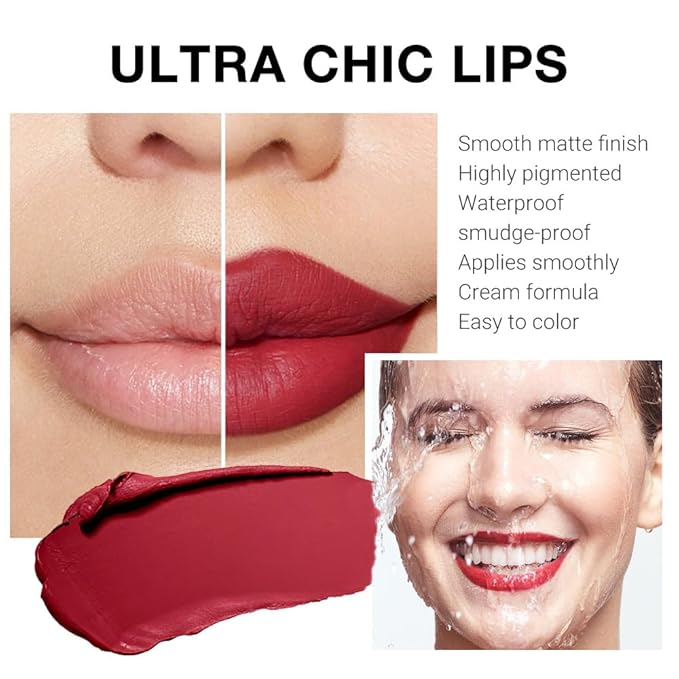 Ruby Red Matte Creamy Lipstick for Women, Long Lasting Waterproof Velvet Lipstick, Lip Stick Crayon Buildable Blendable Creamy Color, Longwear Lip Makeup Cruelty-free 24 hours original labios 05