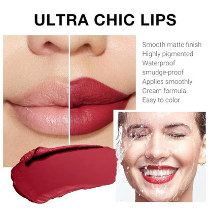 Ruby Red Matte Creamy Lipstick for Women, Long Lasting Waterproof Velvet Lipstick, Lip Stick Crayon Buildable Blendable Creamy Color, Longwear Lip Makeup Cruelty-free 24 hours original labios 05