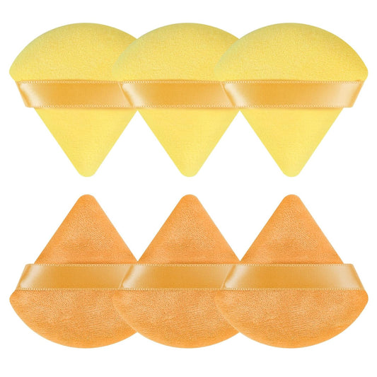 6 Pcs Powder Puff, Face Soft Triangle Makeup Puff Velour Makeup Sponge for Loose Powder (Black)