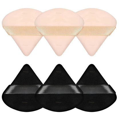 6 Pcs Powder Puff, Face Soft Triangle Makeup Puff Velour Makeup Sponge for Loose Powder (Black)