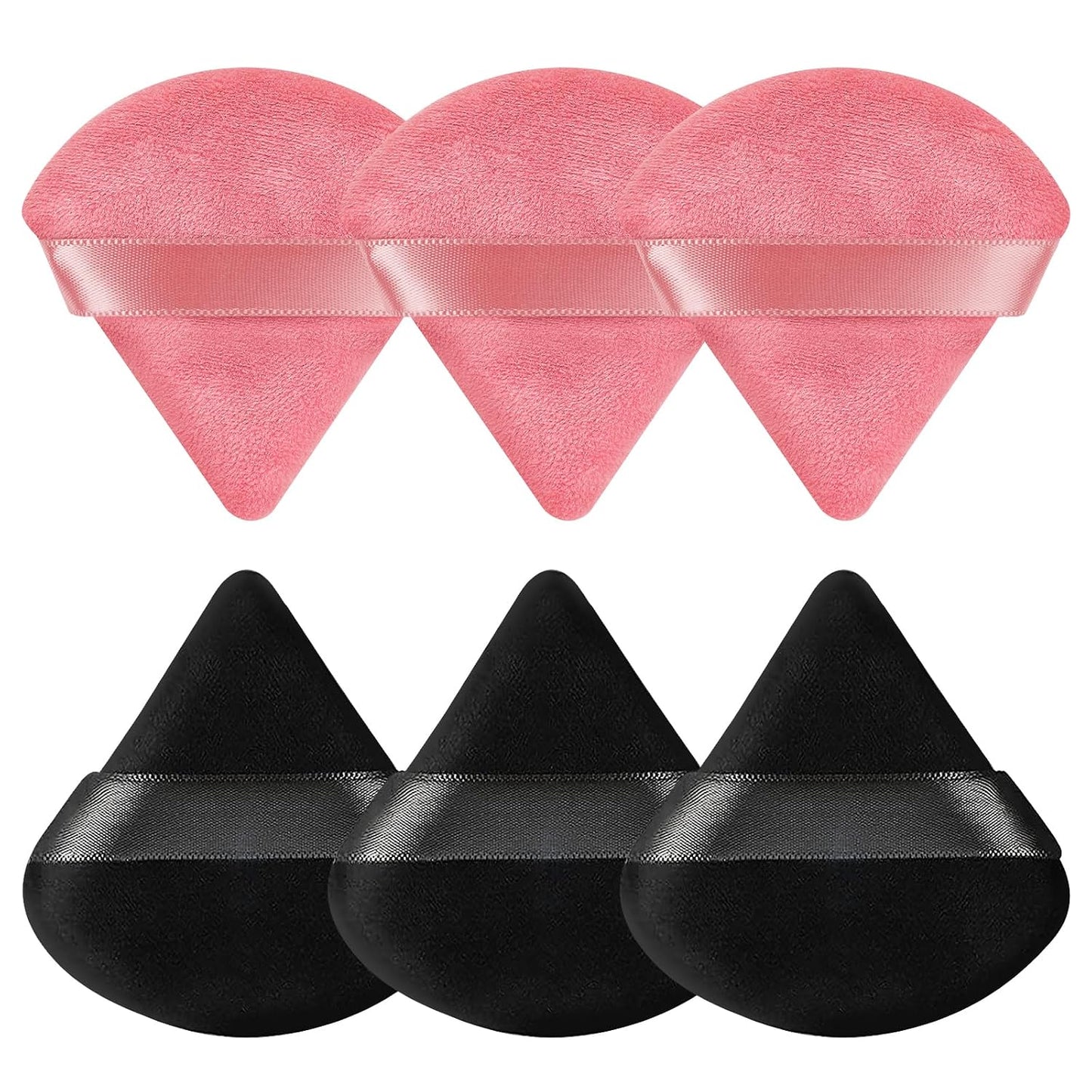 6 Pcs Powder Puff, Face Soft Triangle Makeup Puff Velour Makeup Sponge for Loose Powder (Black)